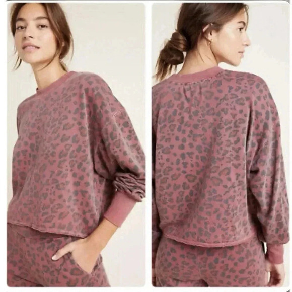 Sundry Leopard Print Drapey Sweatshirt - Picture 1 of 6